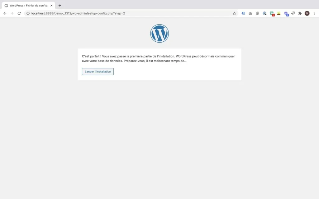 Validation de l'installation WordPress